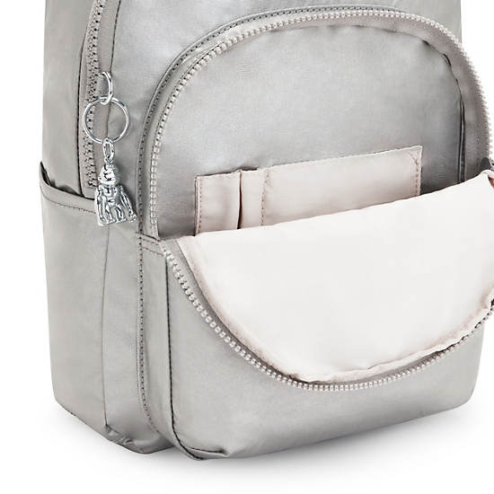 Kipling Seoul Small Metallic Tablet Ryggsäck Silver | SE 1353VR